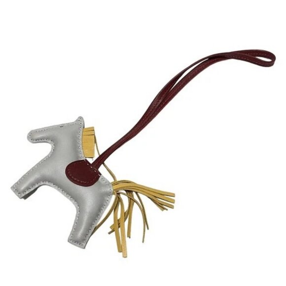 HERMES Accessories - HERMES Rodeo Charm PM - Light gray Dark yellow Dark Brown Agneau Milo C